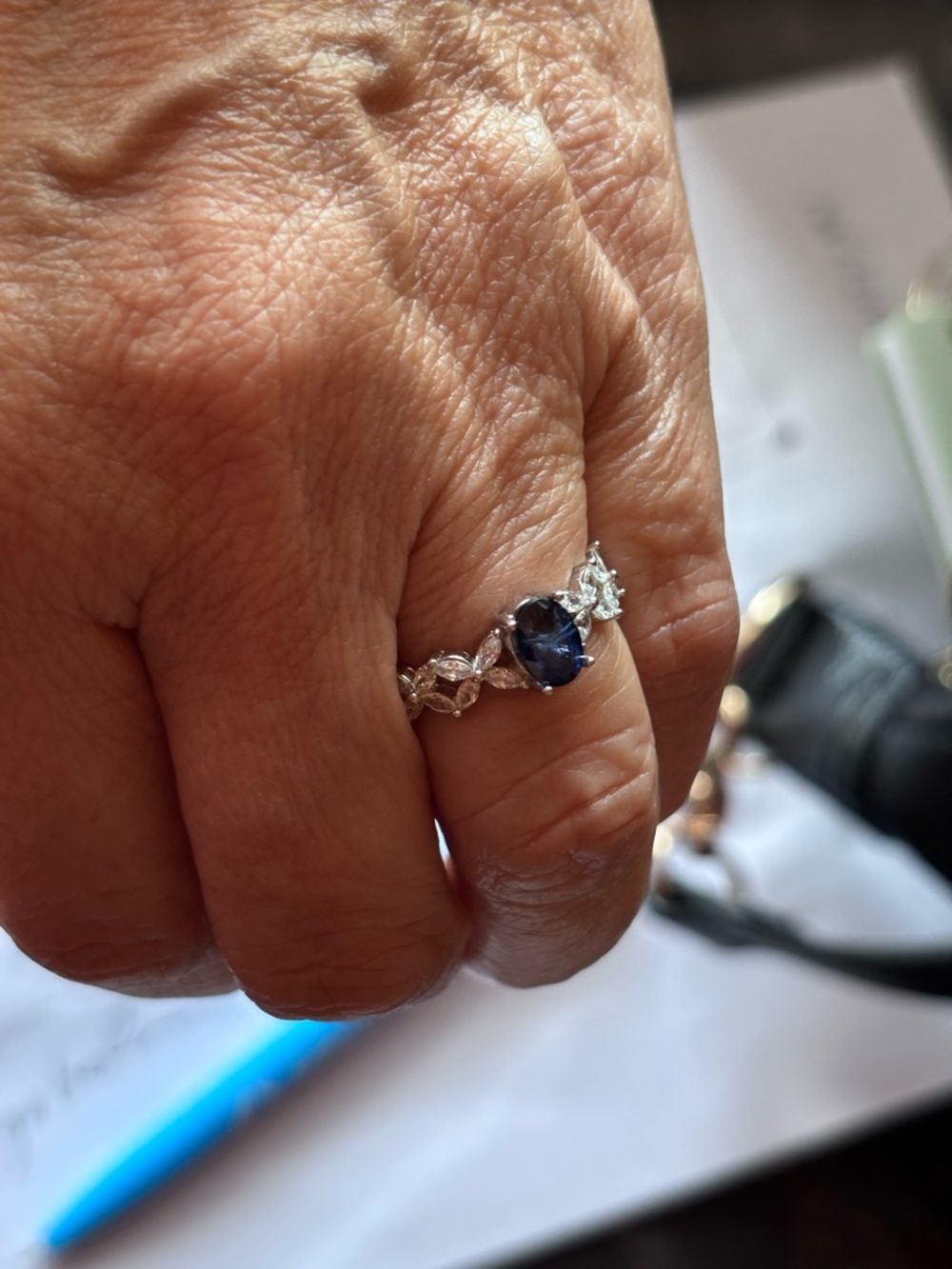 Blue Sapphire and Silver Accent Women's Ring